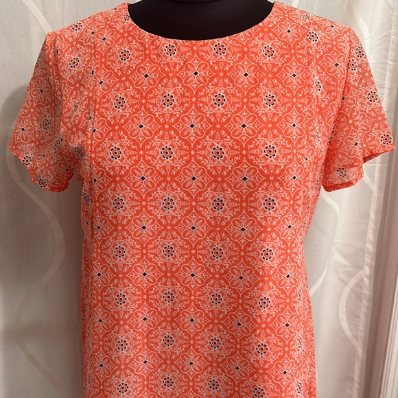 Speechless Brand, Orange Floral Print, Short Sleeve, Fully Lined Dress, Size L - Picture 2 of 6
